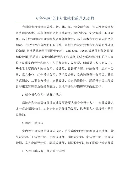 专科室内设计专业就业前景怎么样