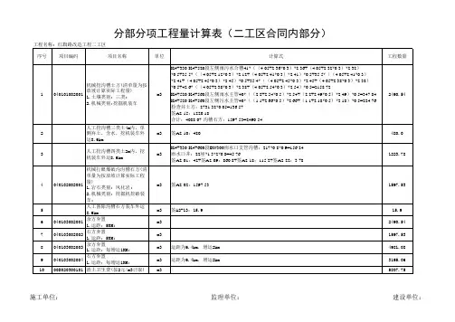 产值工程数量计算表