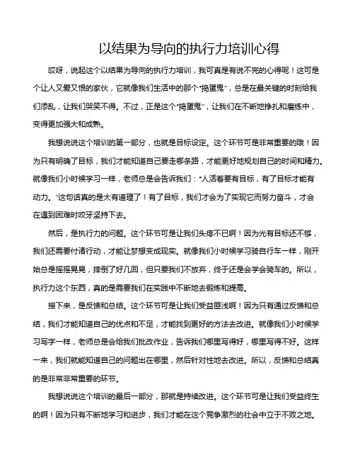 以结果为导向的执行力培训心得