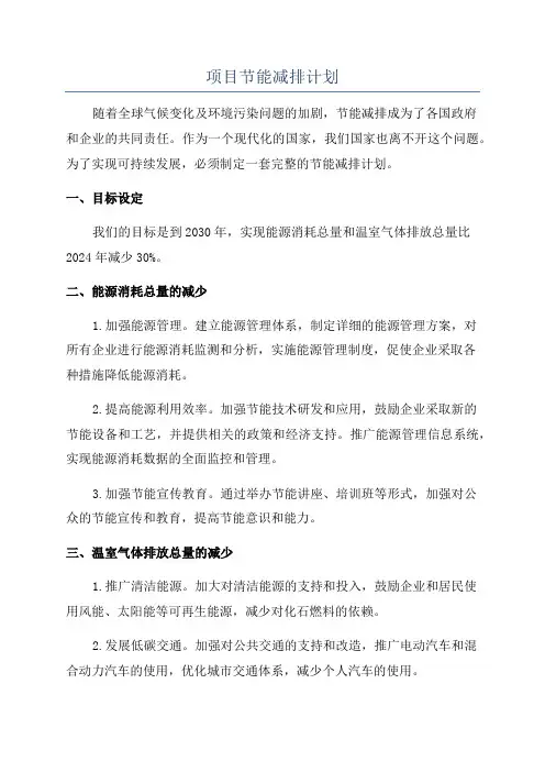 项目节能减排计划