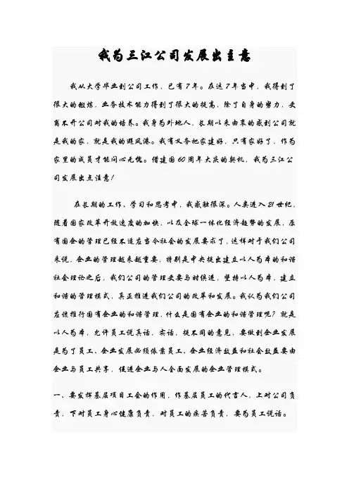 我为三江公司发展出主意复习课程