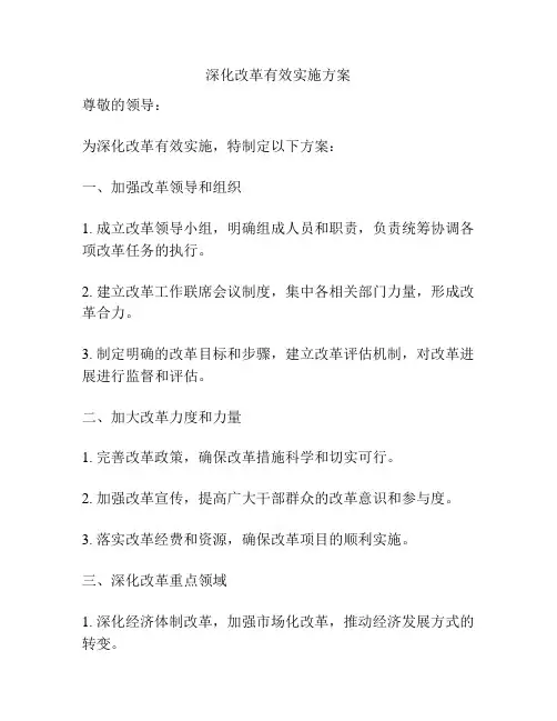 深化改革有效实施方案