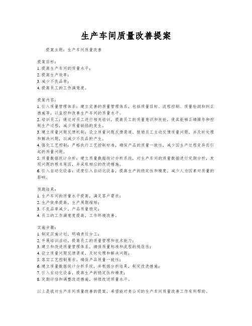 生产车间质量改善提案