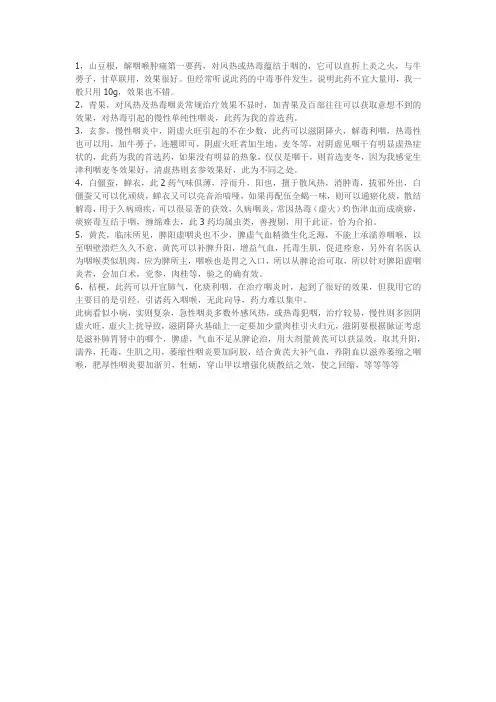 咽炎用药经验
