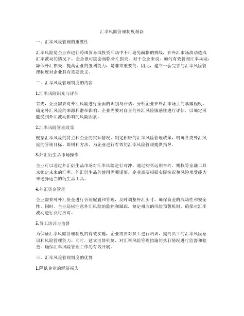 汇率风险管理制度最新