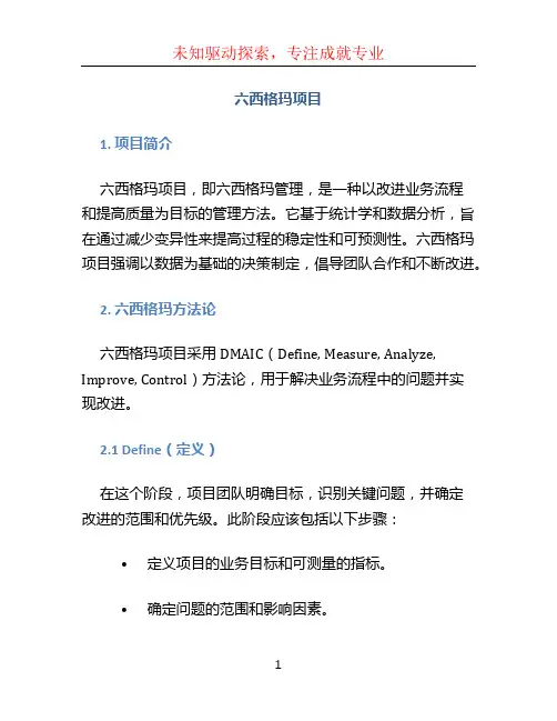 六西格玛项目