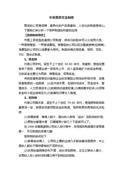 华莱黑茶奖金制度