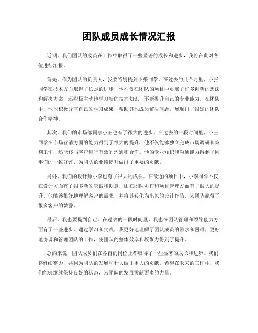 团队成员成长情况汇报