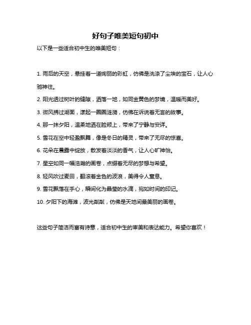 好句子唯美短句初中