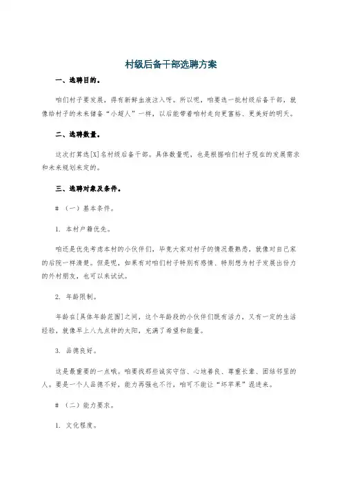村级后备干部选聘方案