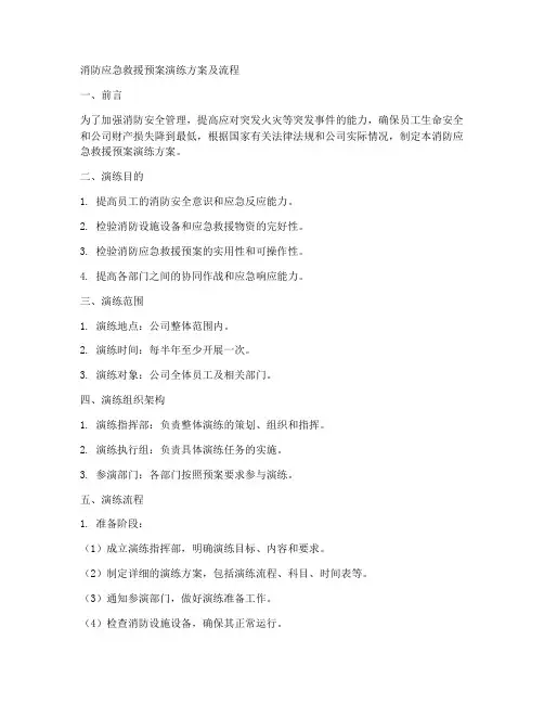 消防应急救援预案演练方案及流程