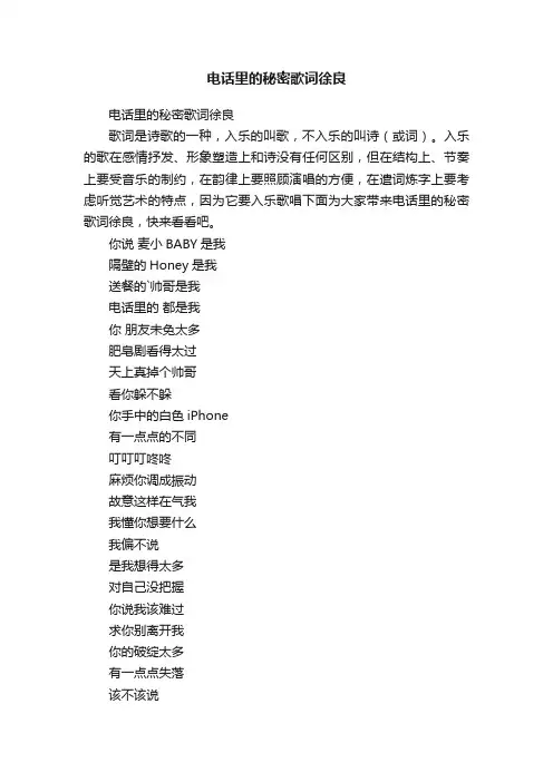 电话里的秘密歌词徐良
