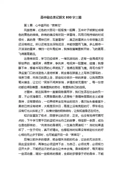 高中励志类记叙文800字三篇