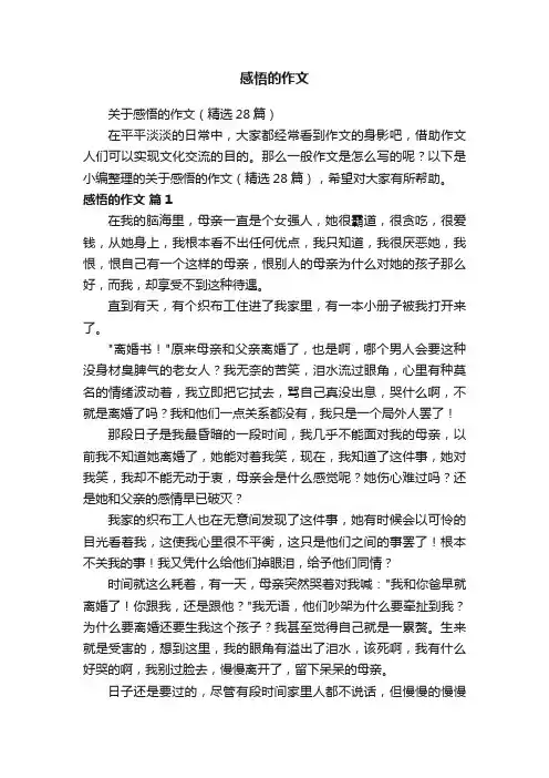 关于感悟的作文（精选28篇）