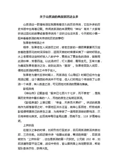 关于山茶油的典故居然这么多