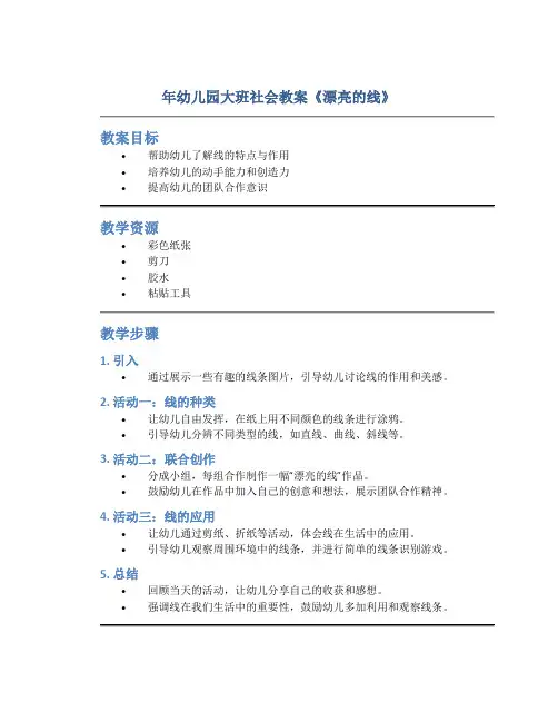 年幼儿园大班社会教案《漂亮的线》