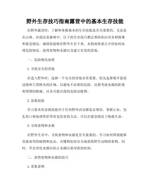 野外生存技巧指南露营中的基本生存技能