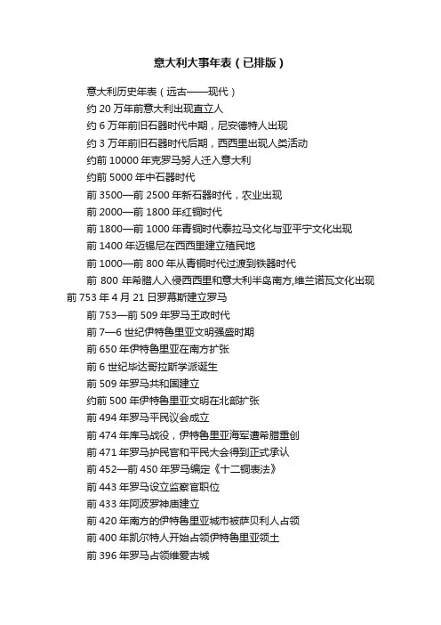 意大利大事年表（已排版）