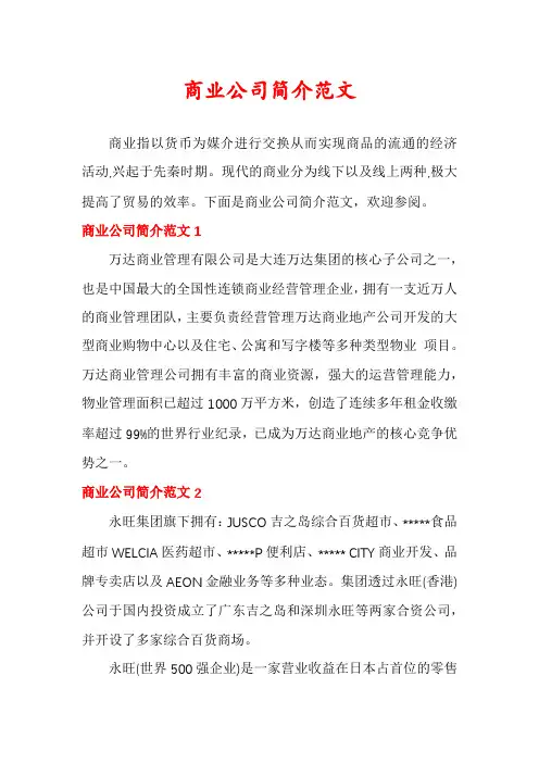 商业公司简介范文