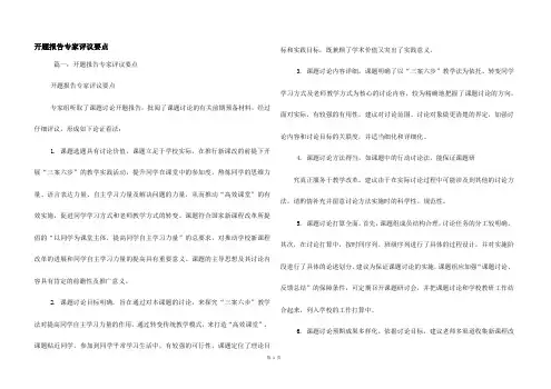 开题报告专家评议要点