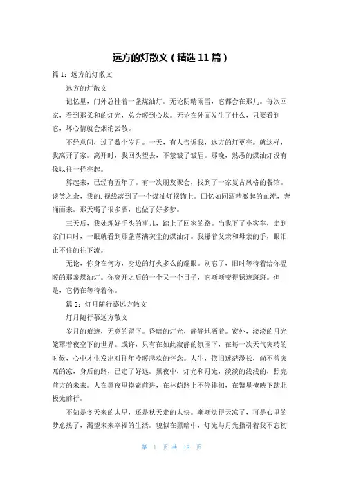 远方的灯散文(精选11篇)