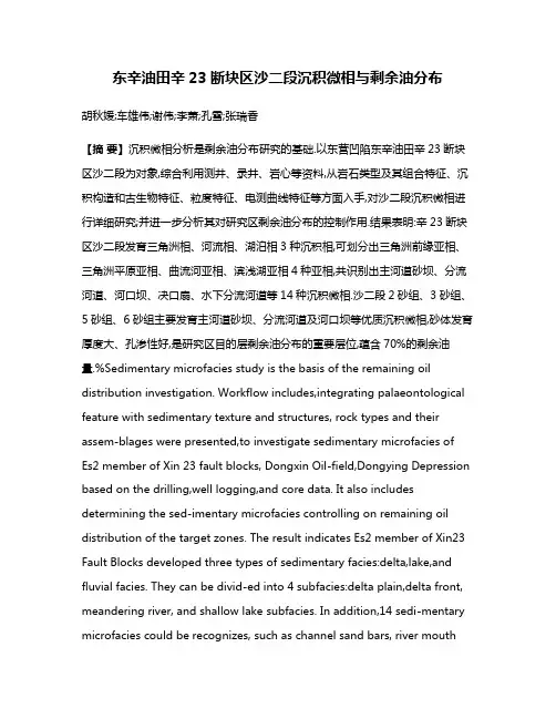 东辛油田辛23断块区沙二段沉积微相与剩余油分布