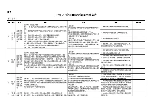 工贸行业企业有限空间通用检查表