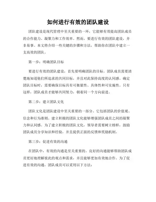 如何进行有效的团队建设