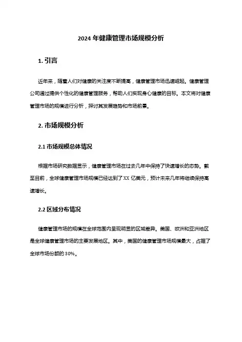 2024年健康管理市场规模分析