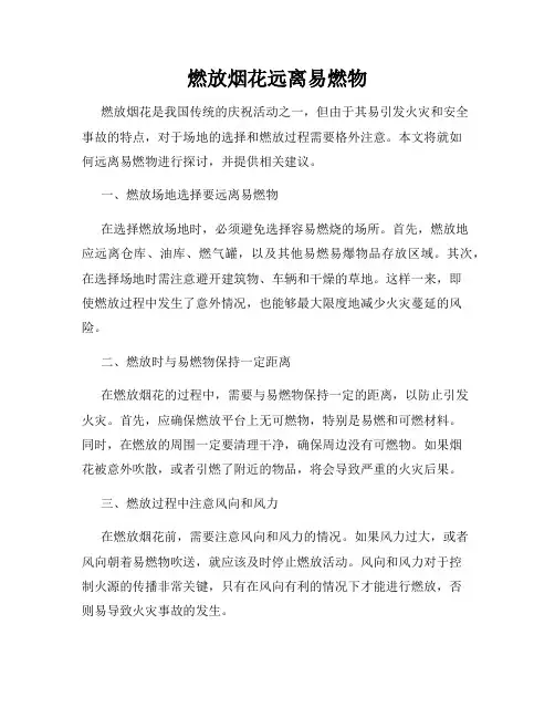 燃放烟花远离易燃物