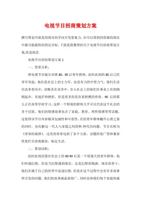 电视节目招商策划方案