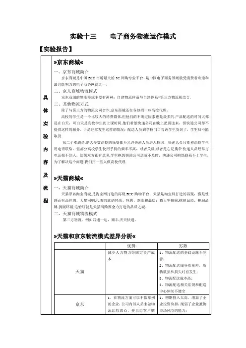 天猫京东物流模式分析