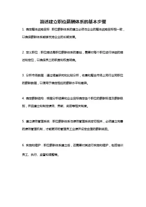 简述建立职位薪酬体系的基本步骤