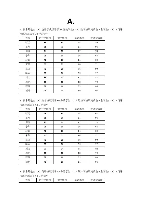 统计学上机实验题目
