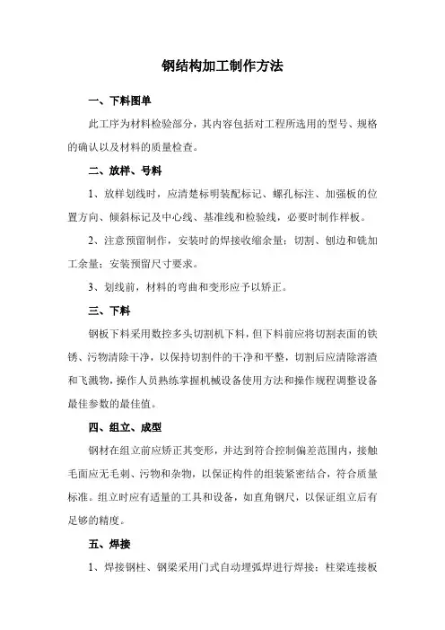钢结构加工制作方法