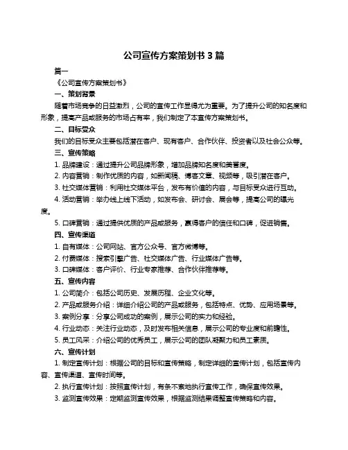 公司宣传方案策划书3篇