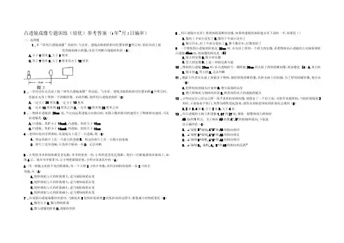 凸透镜成像专题训练培优题答案