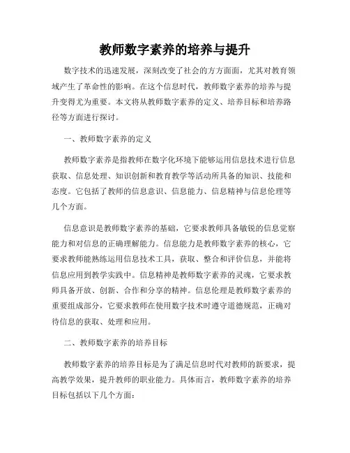 教师数字素养的培养与提升