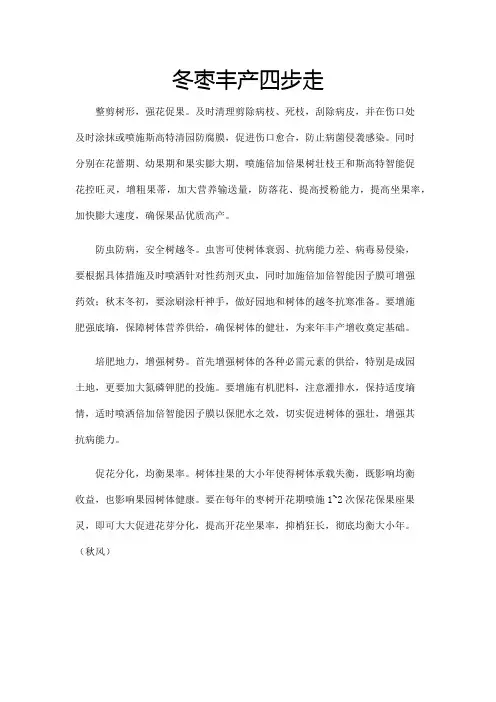 冬枣丰产四步走
