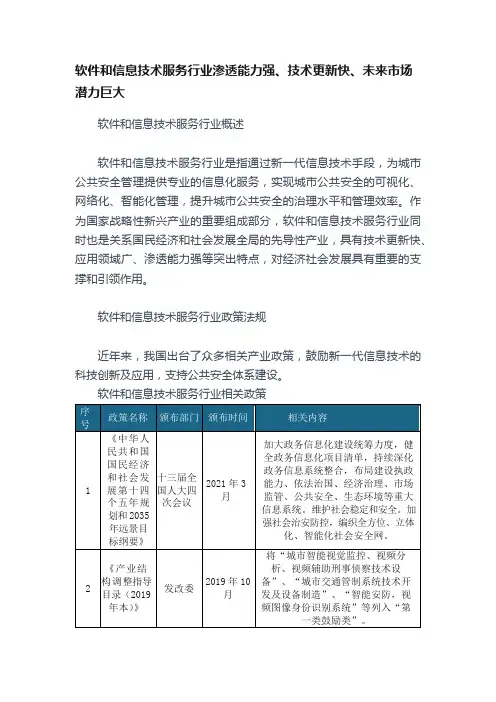 软件和信息技术服务行业渗透能力强、技术更新快、未来市场潜力巨大