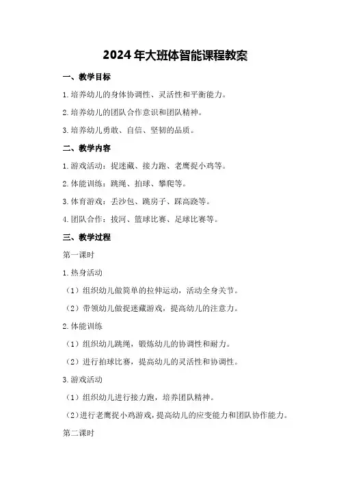 2024年大班体智能课程教案