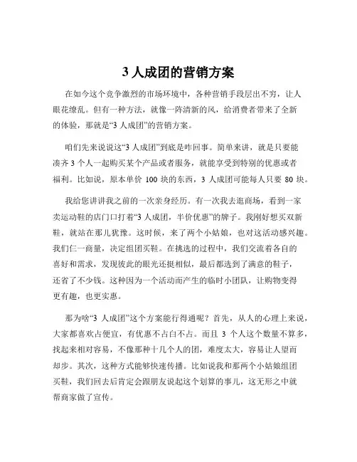 3人成团的营销方案