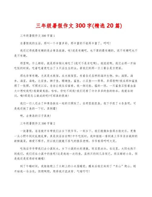 三年级暑假作文300字(精选20篇)