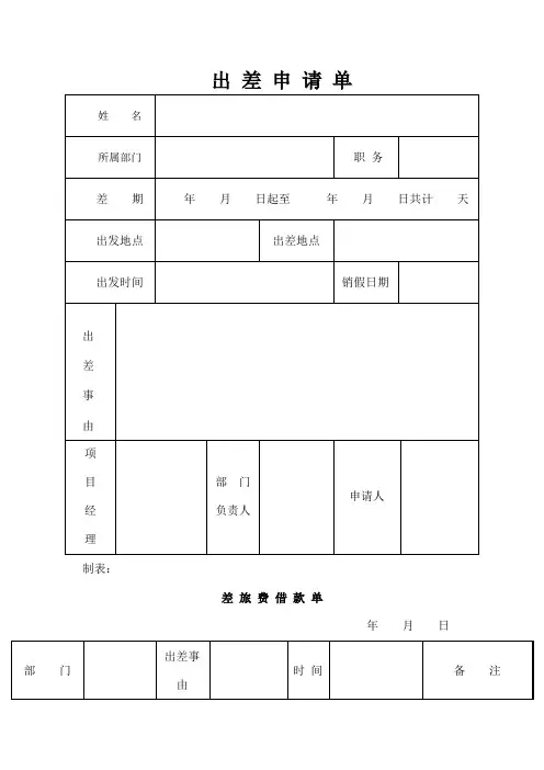 公司出差申请单及报销单