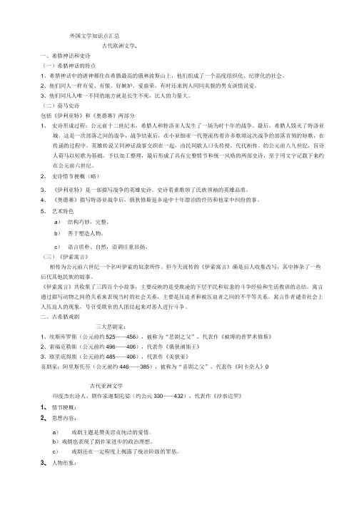 外国文学知识点汇总
