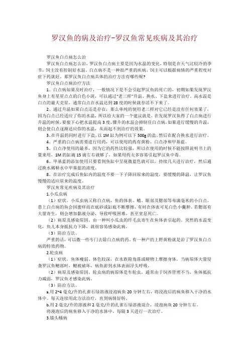 罗汉鱼的病及治疗-罗汉鱼常见疾病及其治疗