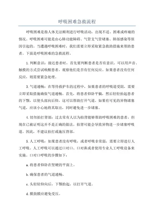 呼吸困难急救流程