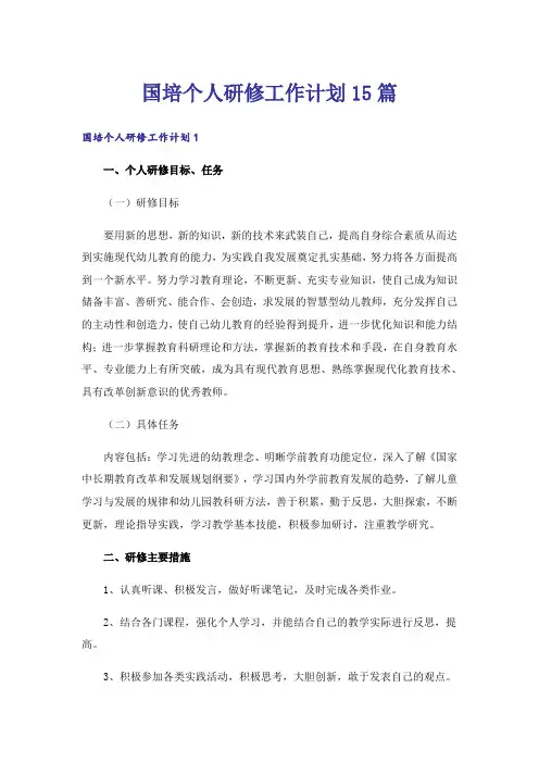 国培个人研修工作计划15篇
