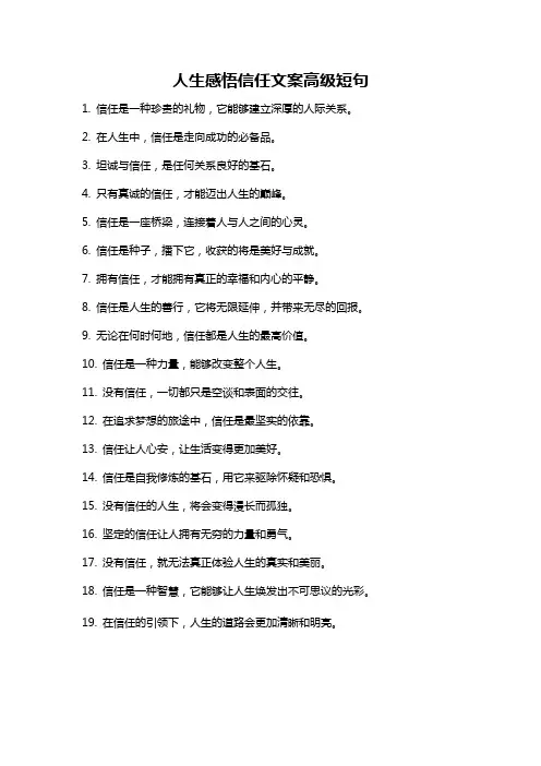 人生感悟信任文案高级短句