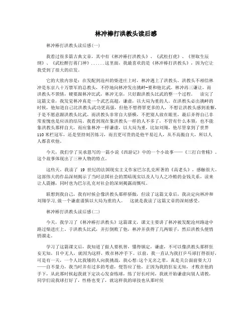 林冲棒打洪教头读后感
